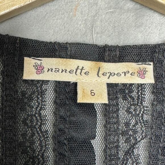 Womens Top 6 Sheer Lace Ribbon Cap Sleeve Black Lace Fairy Goth Whimsigoth Vamp - Picture 3 of 8